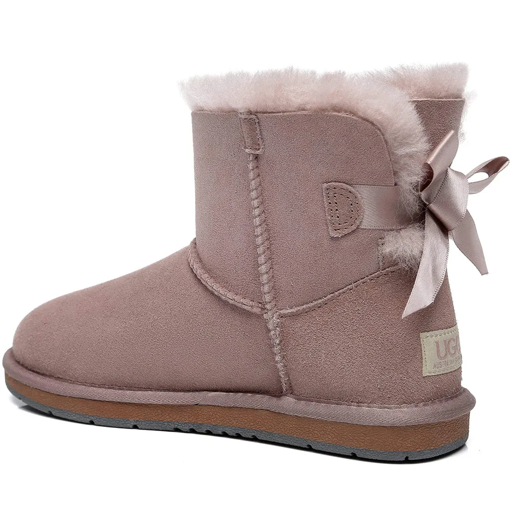 Australian Shepherd® Women Mini Ugg Boots with Single Back Bow
