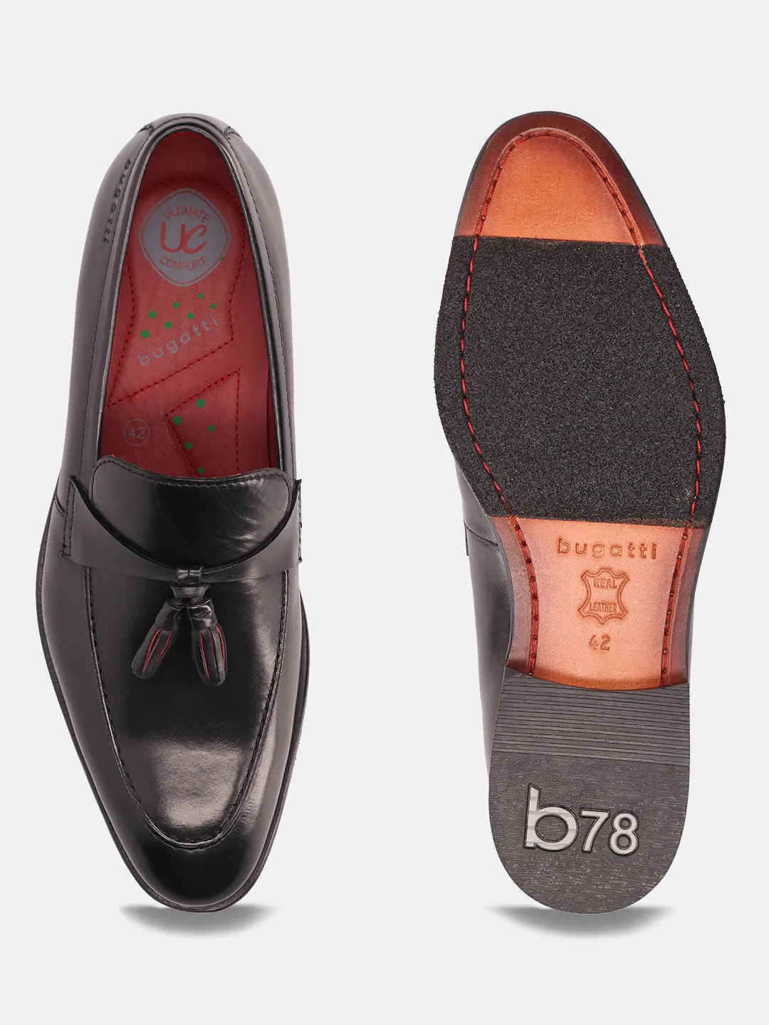 bugatti Black Premium Leather Loafers