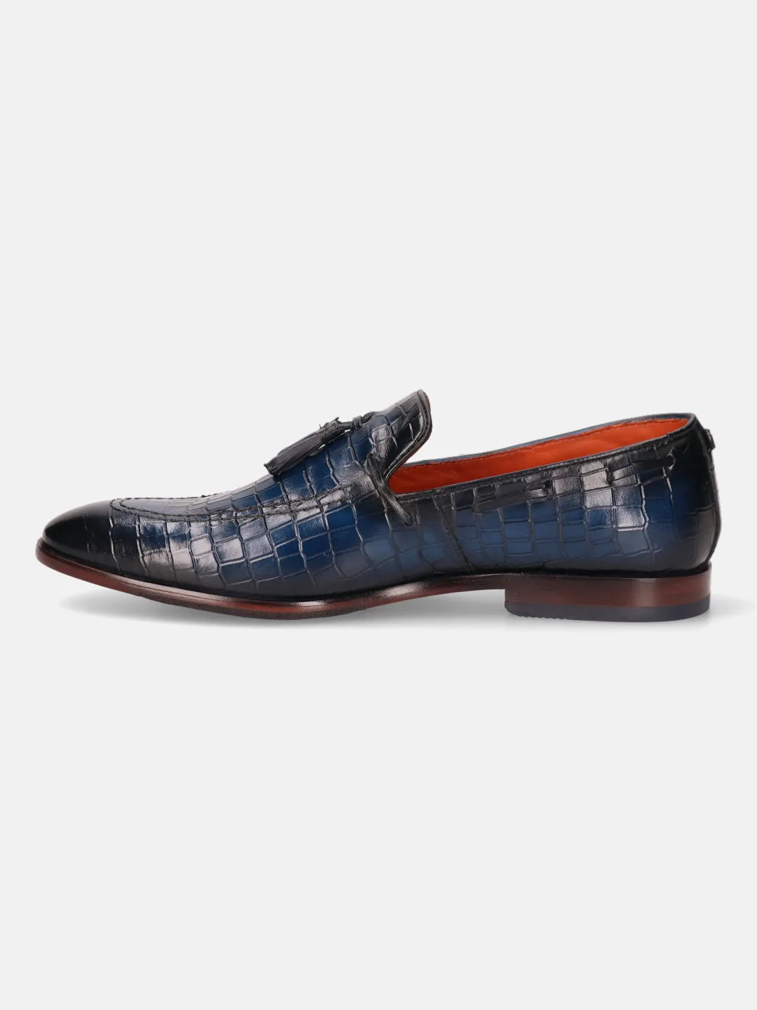 bugatti Blue Premium Leather Formal Slip-Ons