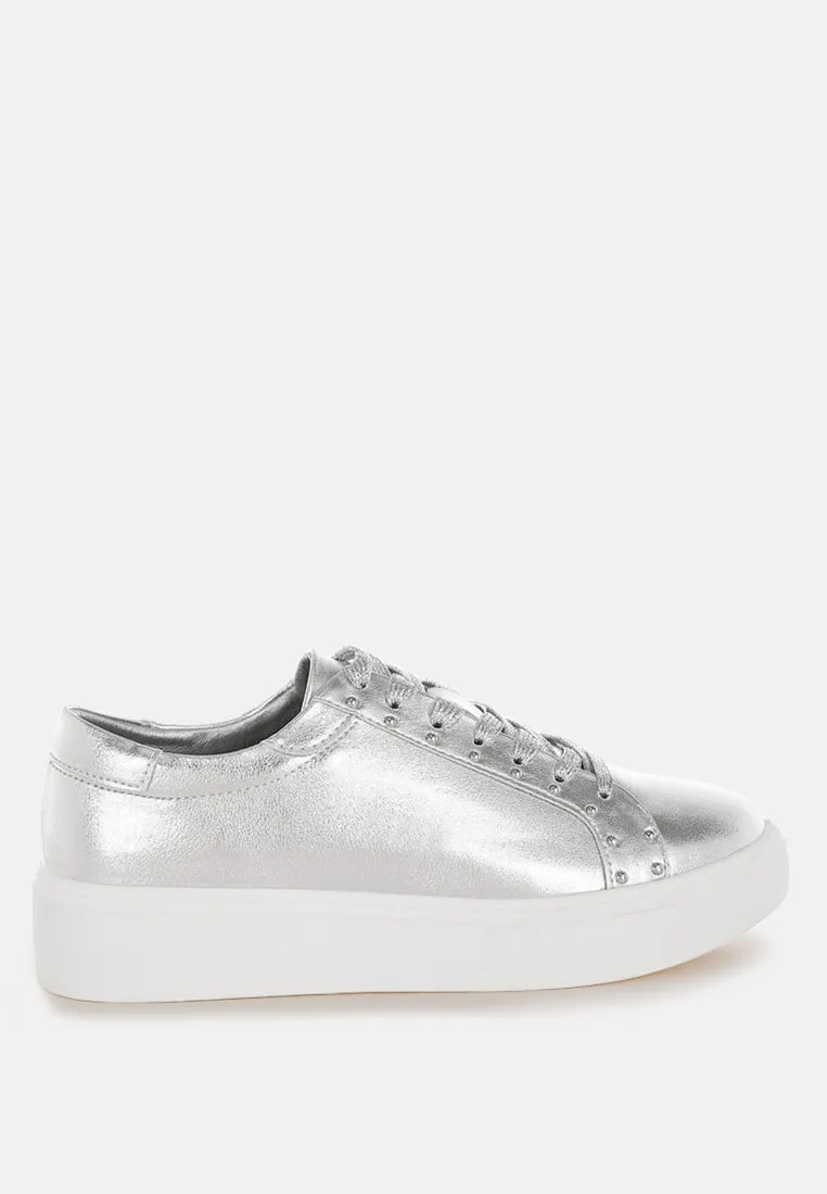 Cincinati Metallic Pleather Chunky Sneakers