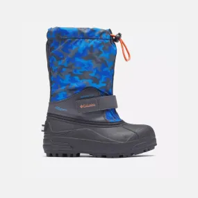 Columbia Big Kids Powderbug Forty Print Boot - Shark, Tangy Orange