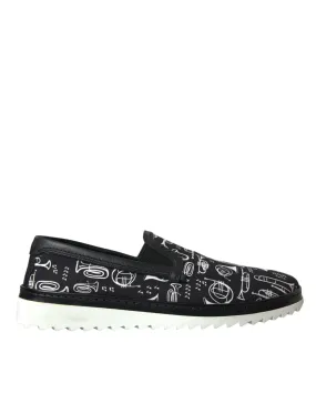 Dolce & Gabbana Black Slip On Canvas Loafers