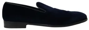 Elegant Blue Velvet Loafers for Men