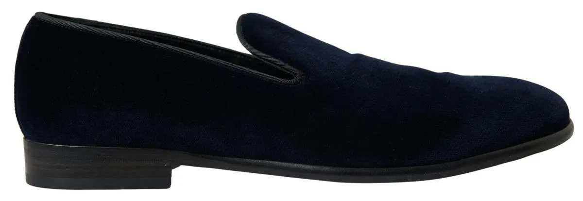 Elegant Blue Velvet Loafers for Men
