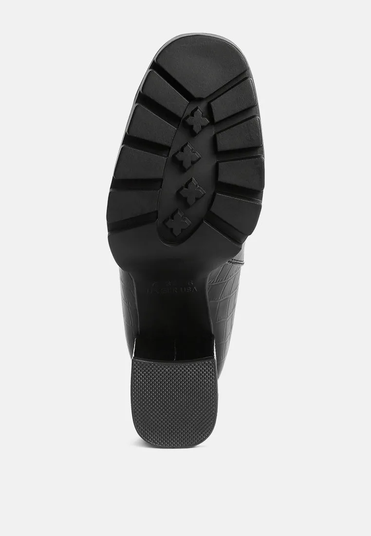 foxy faux leather croc chelsea boots
