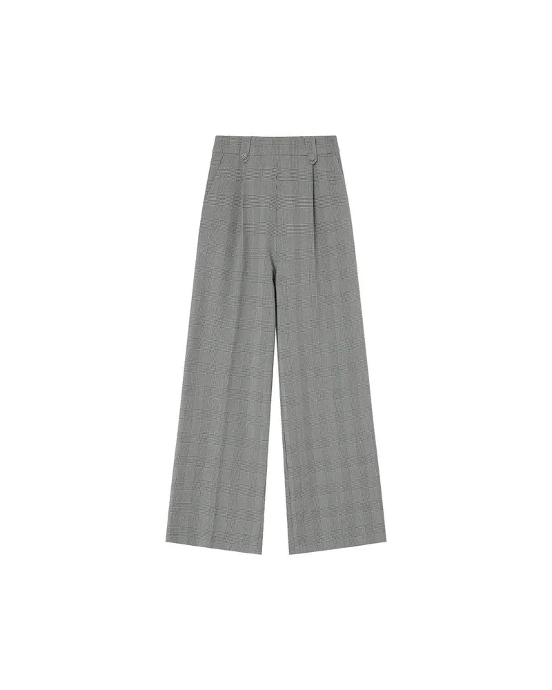 Grace & Mila Check Wide Leg Trousers - Black / White