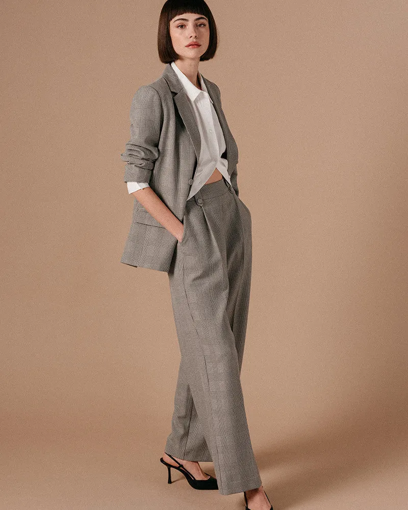 Grace & Mila Check Wide Leg Trousers - Black / White