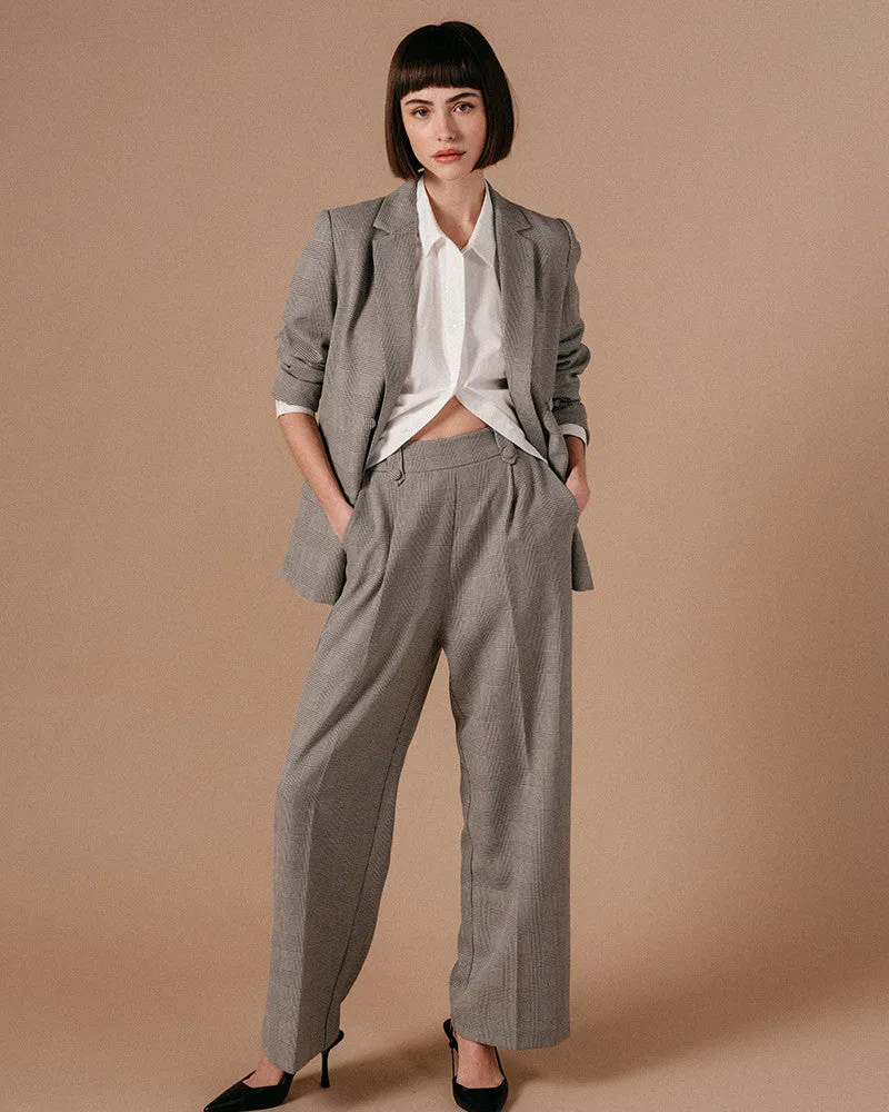 Grace & Mila Check Wide Leg Trousers - Black / White