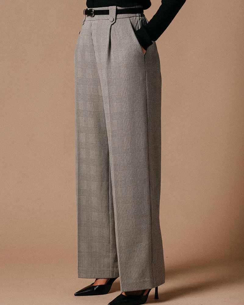 Grace & Mila Check Wide Leg Trousers - Black / White