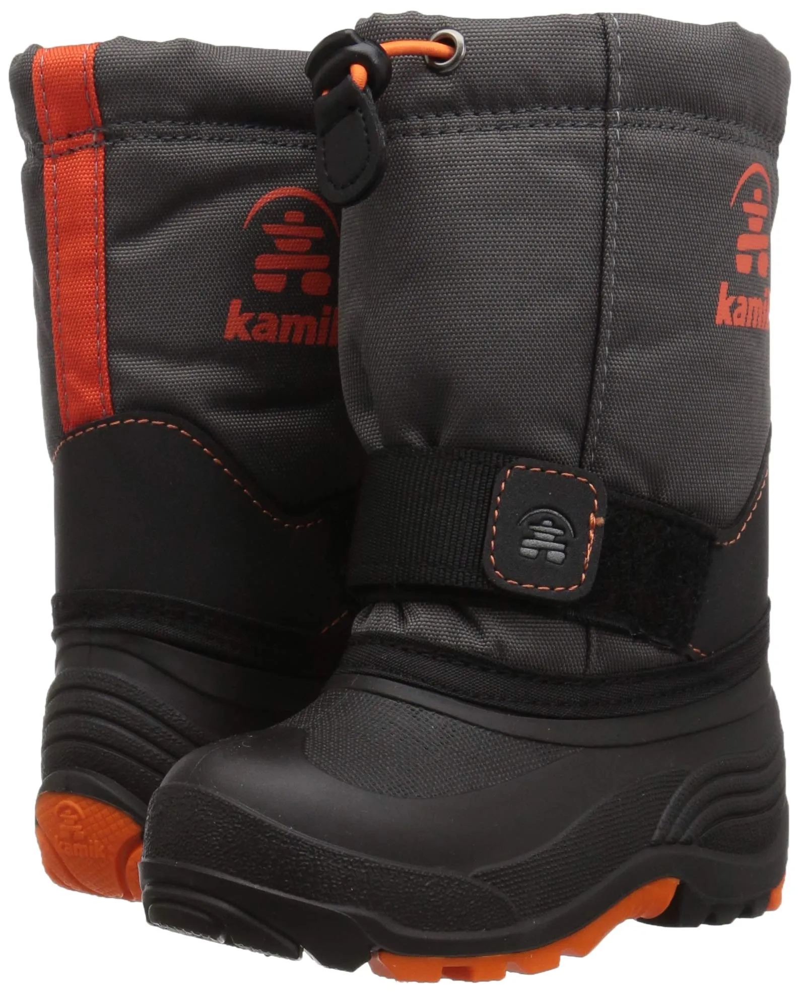 Kamik Kids' Rocket Snow Boot Toddler Warm Boots Grey Snow Boot Charcoal Flame