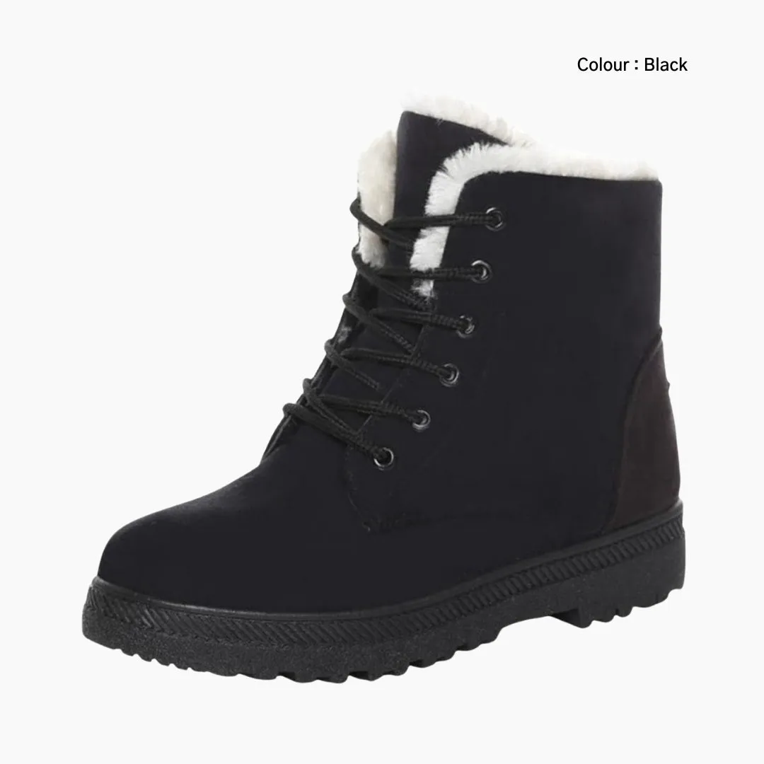 Lace-Up, Round Toe : Winter Boots for Women
