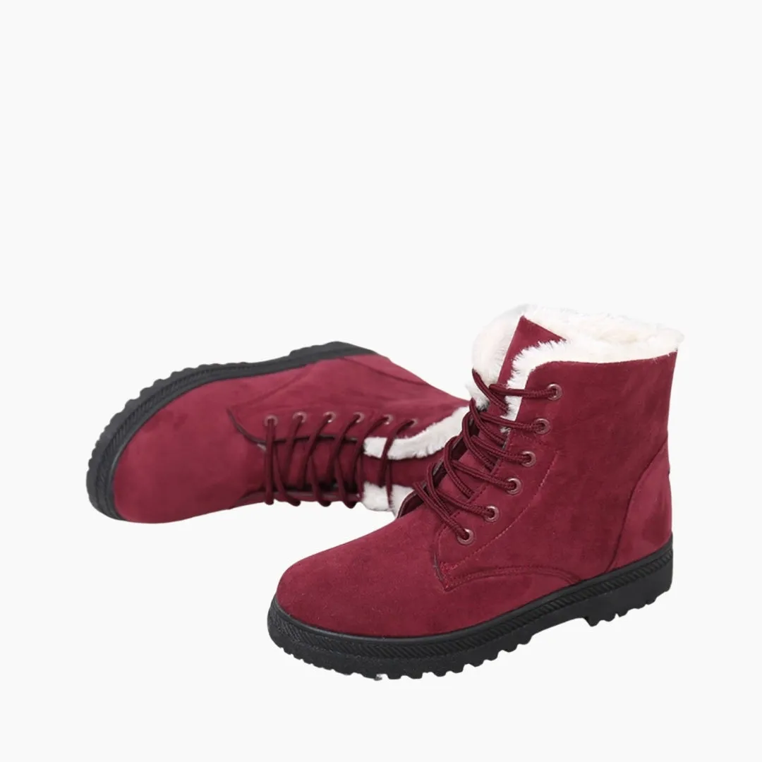 Lace-Up, Round Toe : Winter Boots for Women