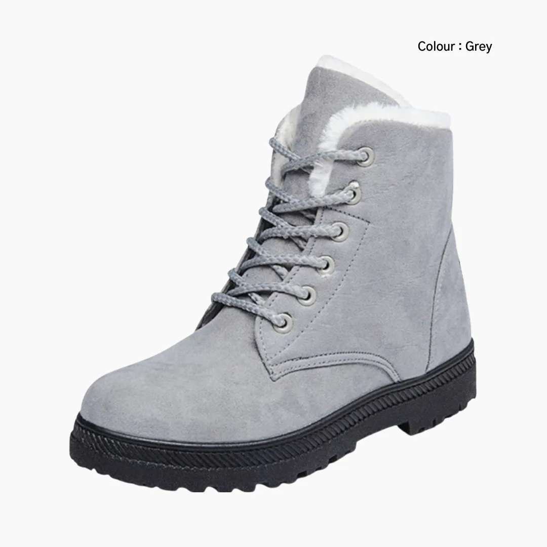 Lace-Up, Round Toe : Winter Boots for Women