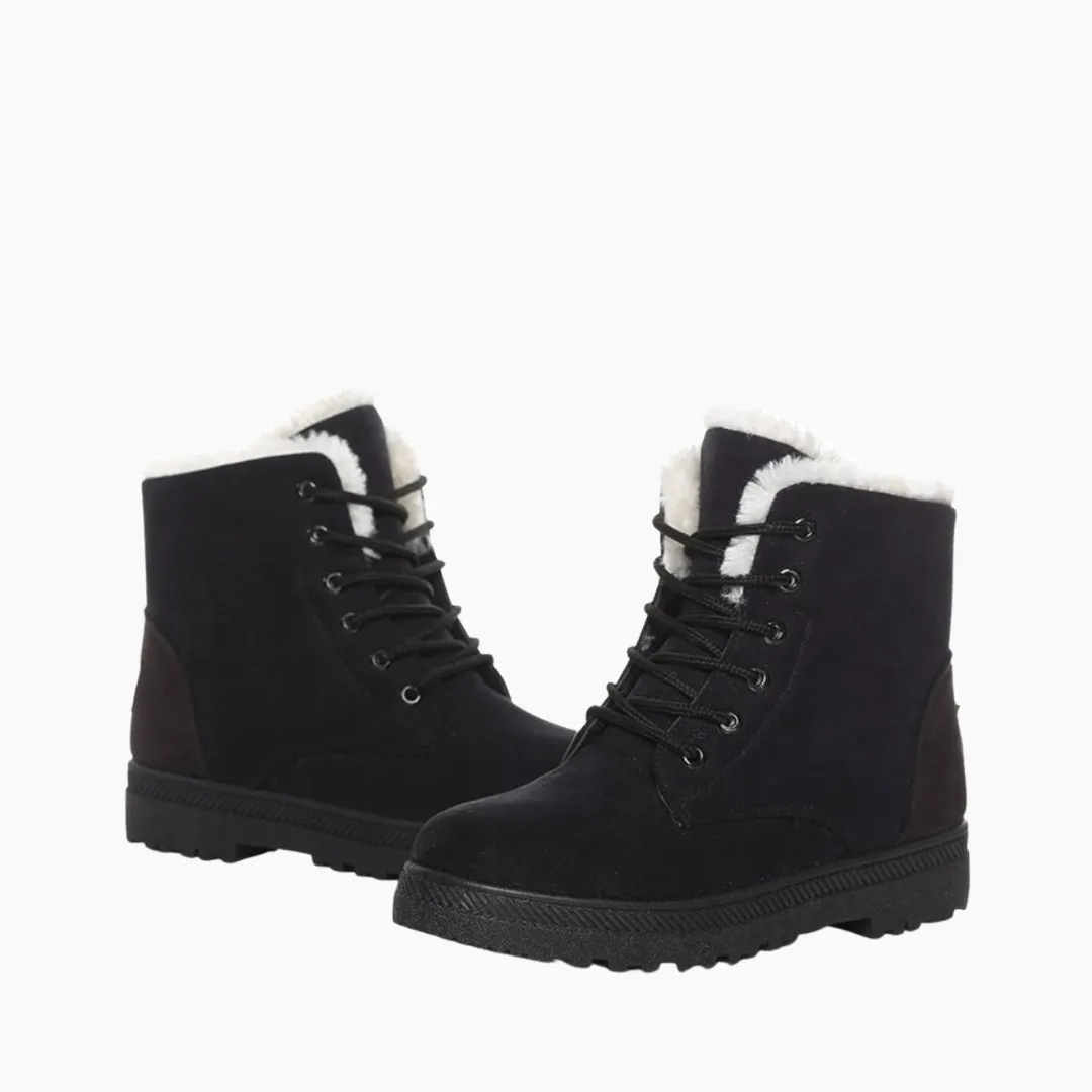Lace-Up, Round Toe : Winter Boots for Women