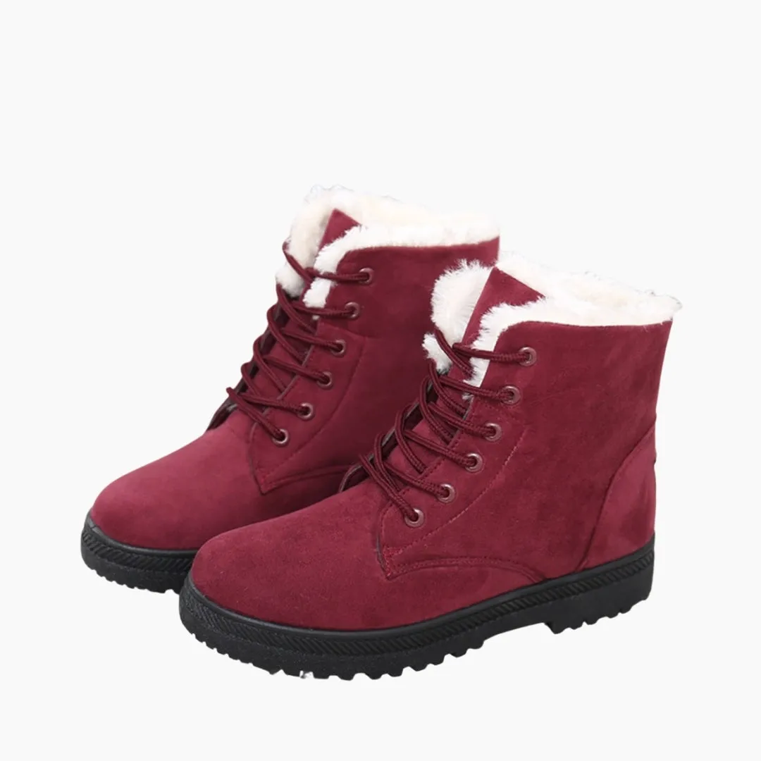 Lace-Up, Round Toe : Winter Boots for Women