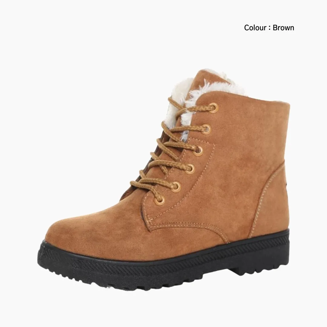 Lace-Up, Round Toe : Winter Boots for Women