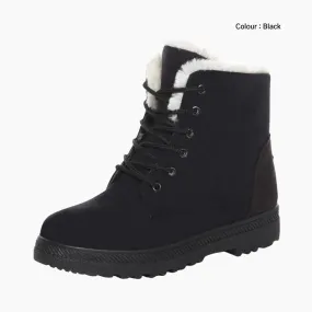 Lace-Up, Round Toe : Winter Boots for Women