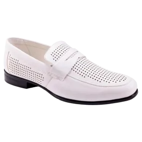 Montique White Men's Dress Slip-On Shoes Penny Strap Loafer