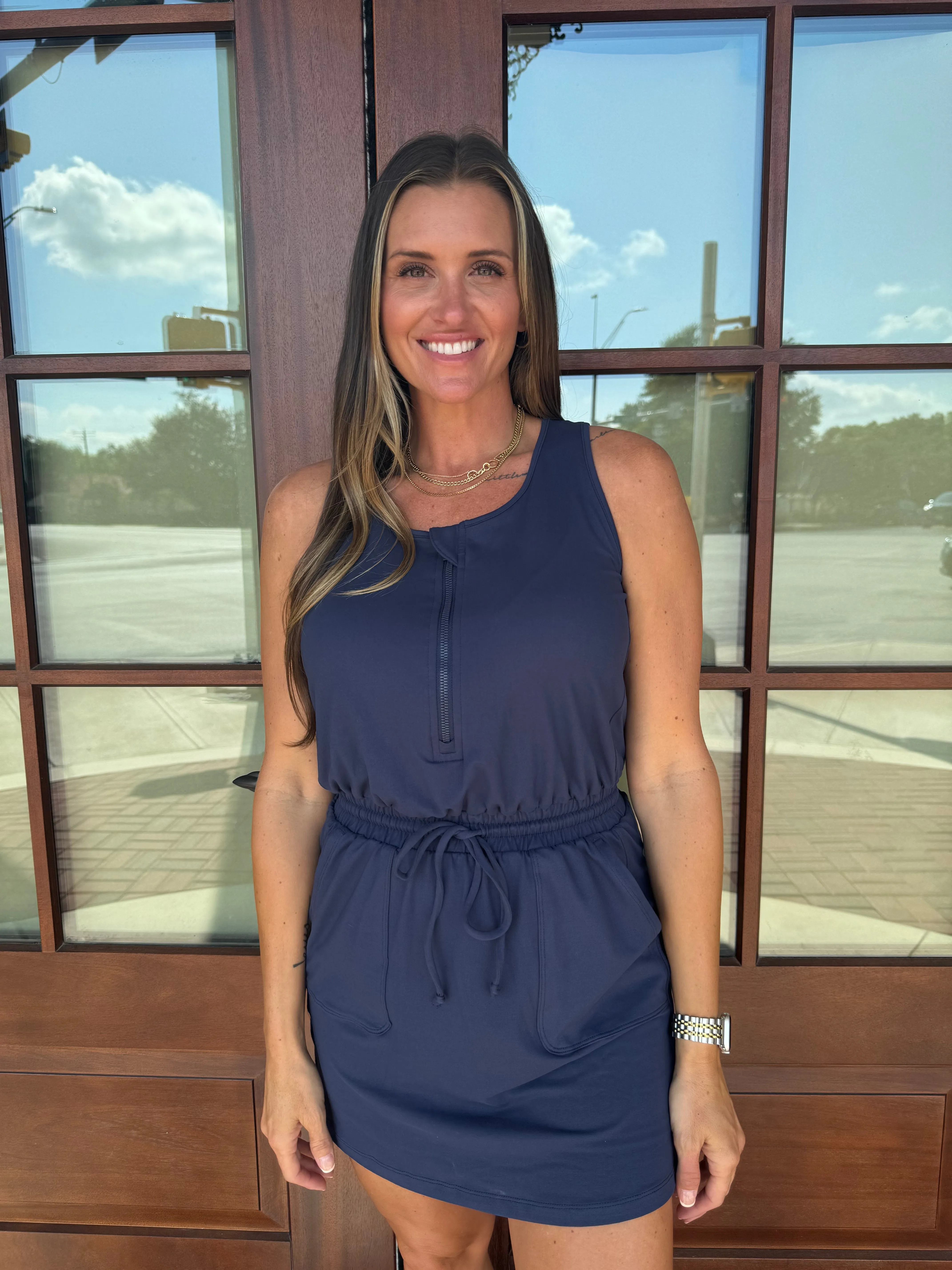 On the Go Sleeveless Romper Dress