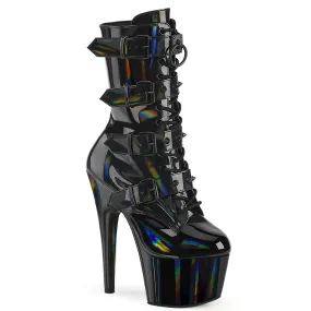 Pleaser Adore 1046 Womens 7" Heel, Platform Front Lace Ankle Boots with Buckles